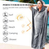 Microvezel badstof surfponcho voor volwassenen (uniseks) – badponcho/badjas voor sauna, dames en heren –  Grijs Kato Tirrinia