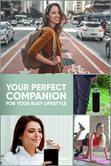 Glazen Fles 1000/750/500 ml - Glazen Waterfles 1 Liter met Neopreen Hoes - Lekvrije Waterfles met antraciet sleeve - T&N