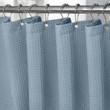 Wafeldouchegordijn met metalen ringen - textiel badgordijn, waterdicht douchegordijn - lichtblauw - VANZAVANZU