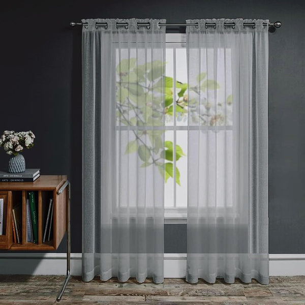 Set van 2 Transparante gordijnen met ogen voor woon- en slaapkamer - Diverse maten Grijs Joydeco