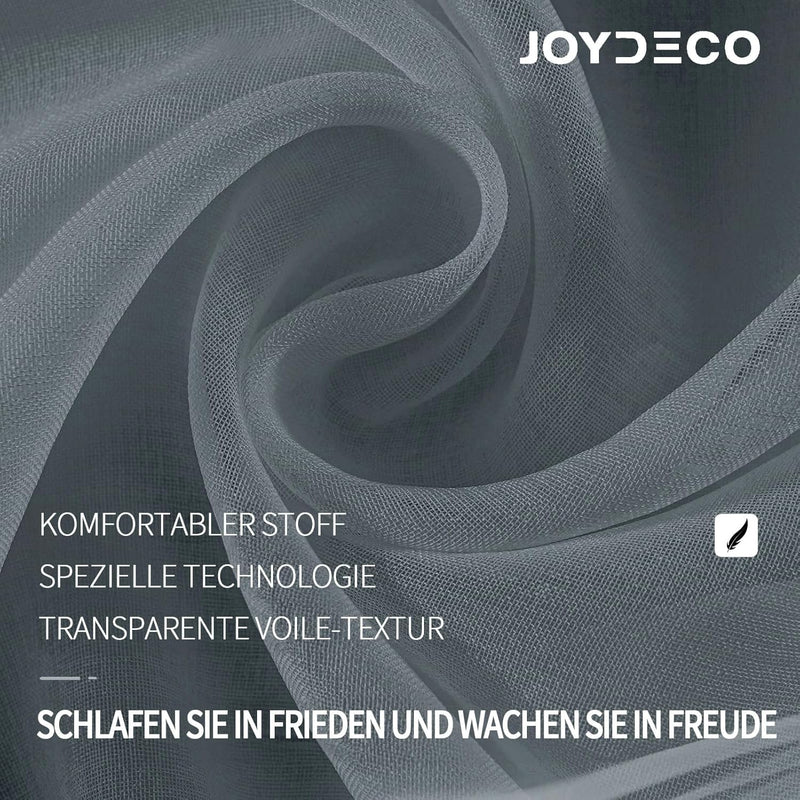 Set van 2 Transparante gordijnen met ogen voor woon- en slaapkamer - Diverse maten Grijs Joydeco