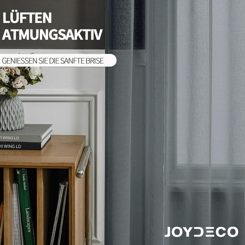Set van 2 Transparante gordijnen met ogen voor woon- en slaapkamer - Diverse maten Grijs Joydeco