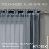 Set van 2 Transparante gordijnen met ogen voor woon- en slaapkamer - Diverse maten Grijs Joydeco