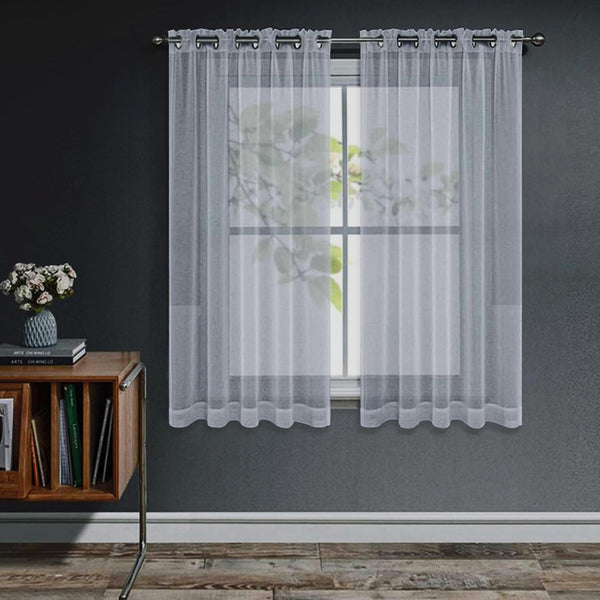 Set van 2 Transparante gordijnen met ogen voor woon- en slaapkamer - Diverse maten Grijs Joydeco