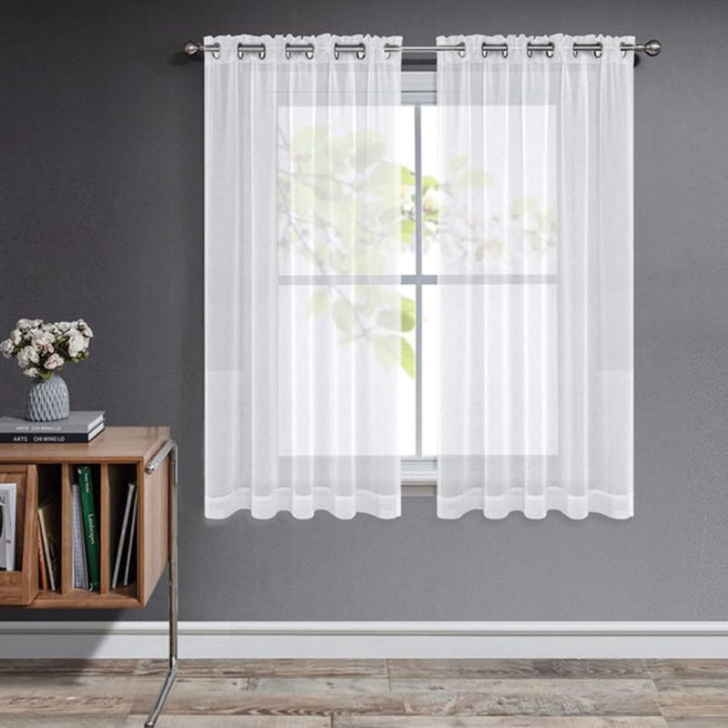 Set van 2 Transparante gordijnen met ogen voor woon- en slaapkamer - Diverse maten Wit Joydeco