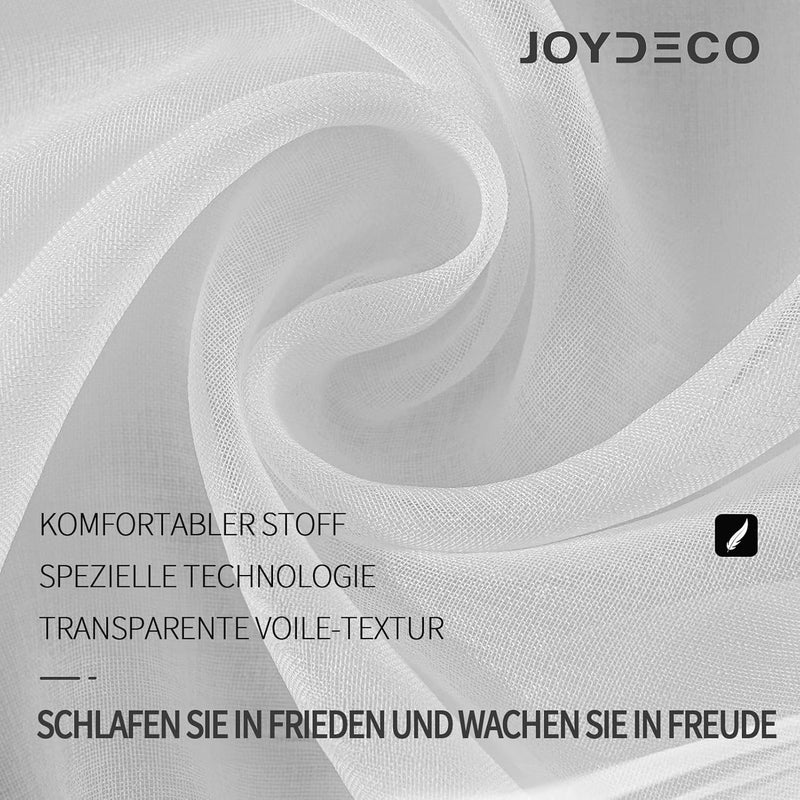 Set van 2 Transparante gordijnen met ogen voor woon- en slaapkamer - Diverse maten Wit Joydeco