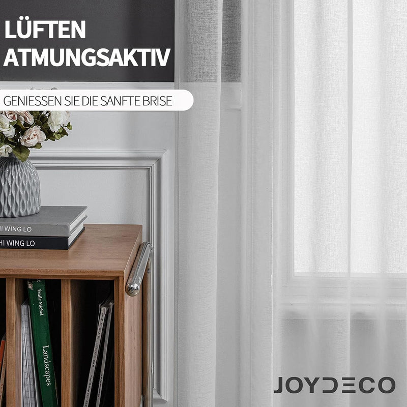 Set van 2 Transparante gordijnen met ogen voor woon- en slaapkamer - Diverse maten Wit Joydeco