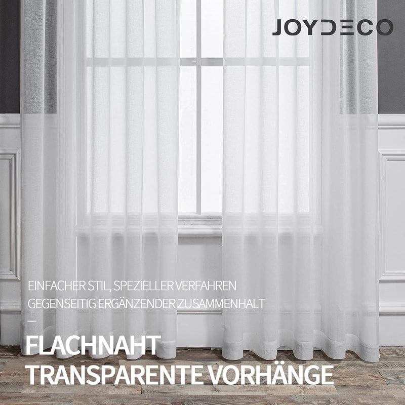 Set van 2 Transparante gordijnen met ogen voor woon- en slaapkamer - Diverse maten Wit Joydeco