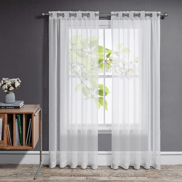 Set van 2 Transparante gordijnen met ogen voor woon- en slaapkamer - Diverse maten Wit Joydeco