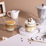 ecooe Dubbelwandige koffieglazen set van borosilicaatglas - koffiekopjes glas set van 2x 350 ml