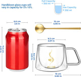 ecooe Dubbelwandige koffieglazen set van borosilicaatglas - koffiekopjes glas set van 2x 350 ml