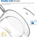 ecooe Dubbelwandige koffieglazen set van borosilicaatglas - koffiekopjes glas set van 2x 350 ml