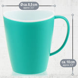 6 x Koffiebekers met Handvat - Set van Herbruikbare Plastic Drinkbekers in diverse kleuren&nbsp; - 350 ml - Groen/Geel/Roze) - com-four®