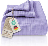 Premium Mousseline Sprei – 100% Katoen – Extra Zachte Katoenen Deken als Knuffeldeken, Bedsprei – Warme Woondeken in verschillende maten (Paars) - LAYNENBURG