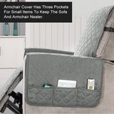 Fauteuilbeschermer Armstoelbeschermer met zakken, 1 Zits - Lichtgrijs - YancLife