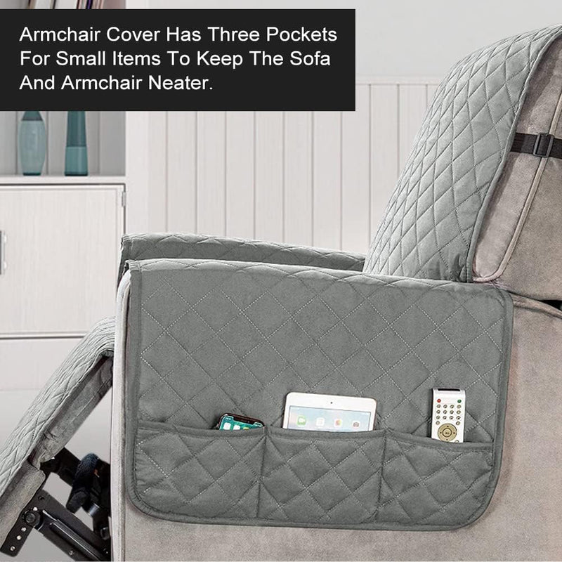 Fauteuilbeschermer Armstoelbeschermer met zakken, 1 Zits - Lichtgrijs - YancLife