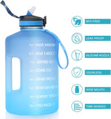 Sportwaterfles met drinktijden en rietje 3,78L/2,2L - Lichtblauw - ETDW