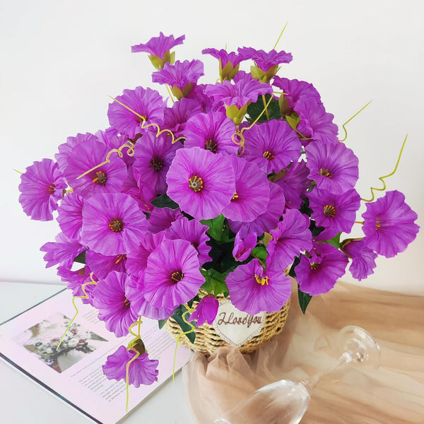 4 Bundels Paarse kunstbloemen - weerbestendig en UV-bestendig - Ochtendgloren ROLLWAY