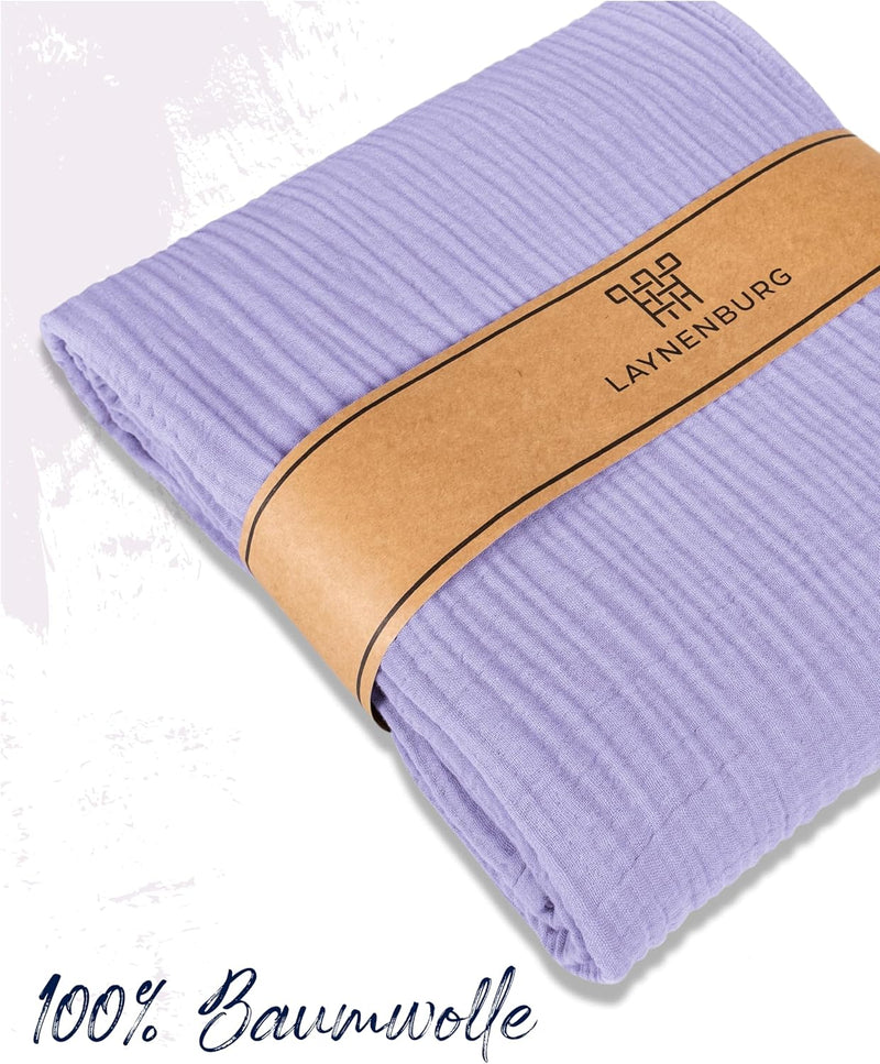 Premium Mousseline Sprei – 100% Katoen – Extra Zachte Katoenen Deken als Knuffeldeken, Bedsprei – Warme Woondeken in verschillende maten (Paars) - LAYNENBURG
