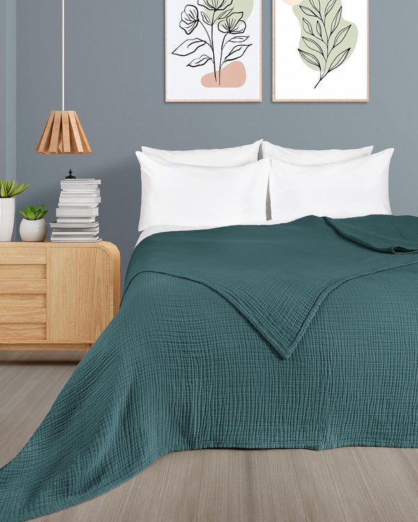 Premium Mousseline Sprei – 100% Katoen – Extra Zachte Katoenen Deken als Knuffeldeken, Bedsprei – Warme Woondeken in verschillende maten (Mirage) - LAYNENBURG