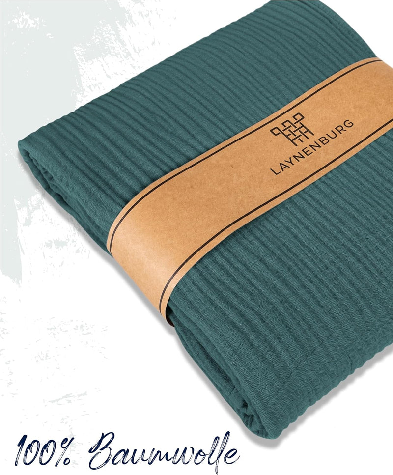 Premium Mousseline Sprei – 100% Katoen – Extra Zachte Katoenen Deken als Knuffeldeken, Bedsprei – Warme Woondeken in verschillende maten (Mirage) - LAYNENBURG