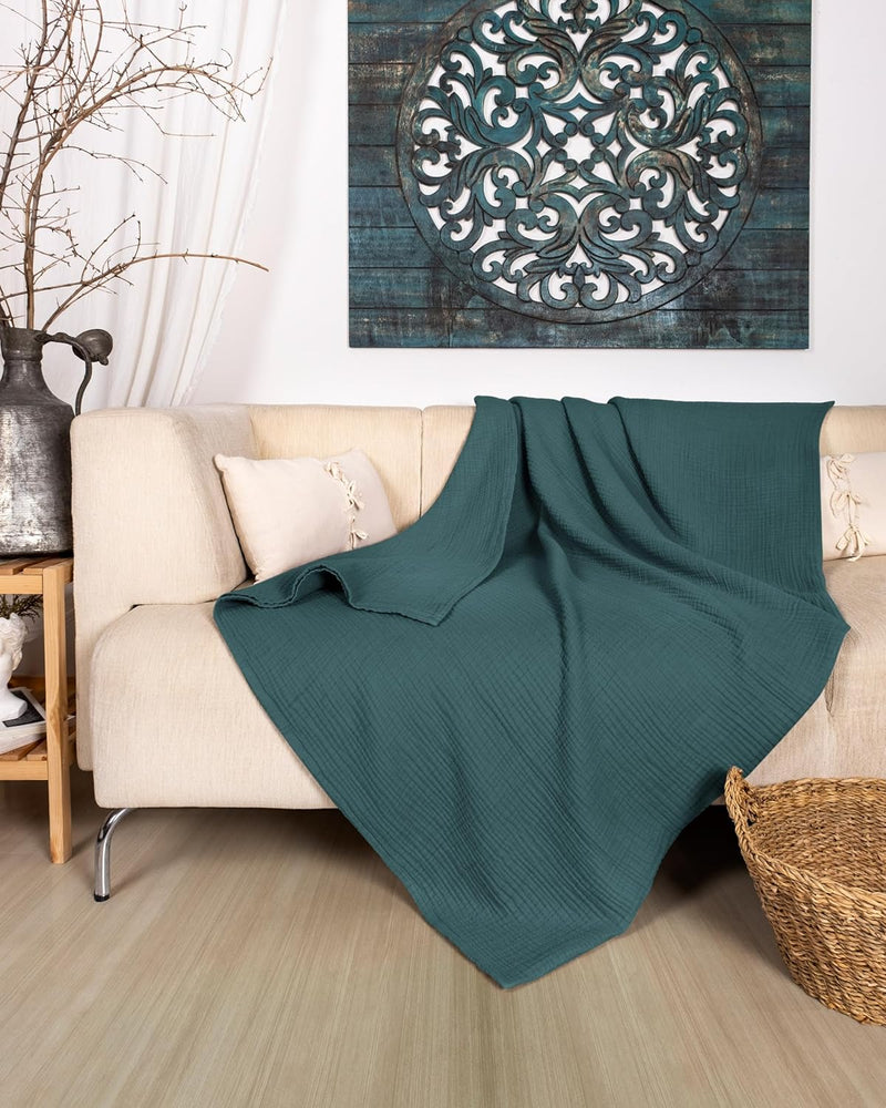 Premium Mousseline Sprei – 100% Katoen – Extra Zachte Katoenen Deken als Knuffeldeken, Bedsprei – Warme Woondeken in verschillende maten (Mirage) - LAYNENBURG