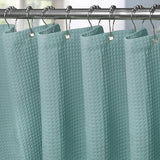 Wafeldouchegordijn met metalen ringen - textiel badgordijn, waterdicht douchegordijn - mint - VANZAVANZU