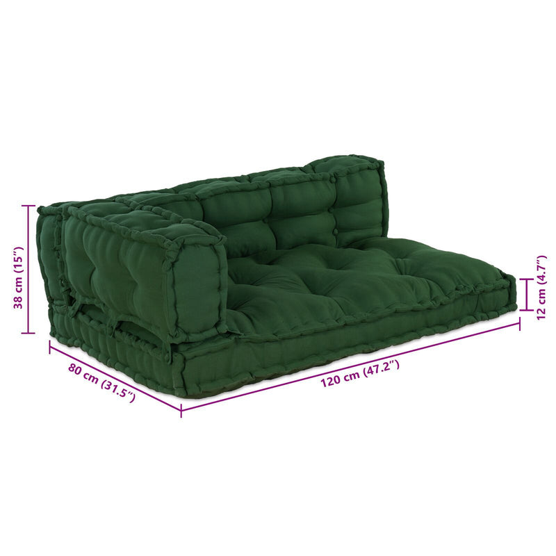 Pallet Sofa Kussen Met Arm- En Rugsteun - Groene Stof
