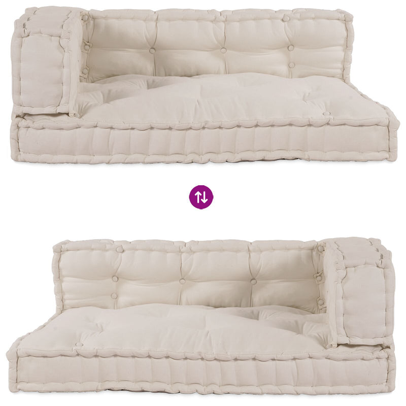 Pallet Sofa Kussen Met Arm- En Rugsteun Crème Stof