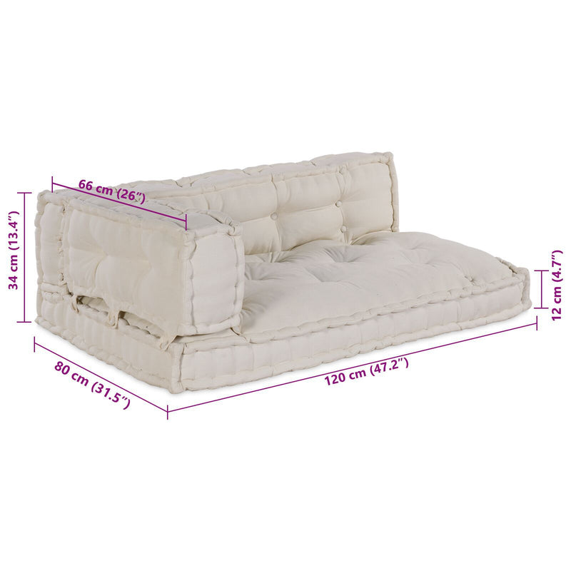 Pallet Sofa Kussen Met Arm- En Rugsteun Crème Stof