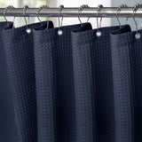 Wafeldouchegordijn met metalen ringen - textiel badgordijn, waterdicht douchegordijn - navy - VANZAVANZU