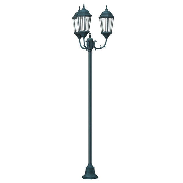 Tuinlampenpaal 3-Lamp E27 Groen 220 Cm Aluminium