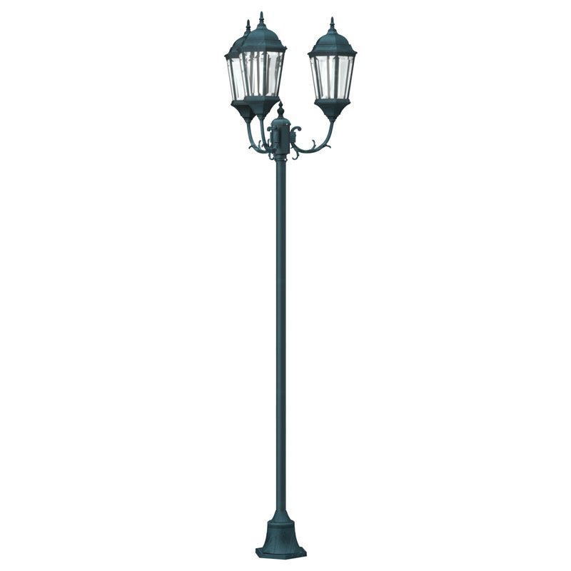 Tuinlampenpaal 3-Lamp E27 Groen 220 Cm Aluminium