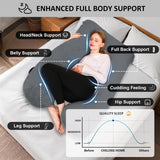 Zwangerschapskussen in U-vorm – zijslaperkussen met hoes – voedingskussen en volledig lichaamskussen 140 x 70 cm - Donkergrijs Chilling Home