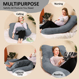 Zwangerschapskussen in U-vorm – zijslaperkussen met hoes – voedingskussen en volledig lichaamskussen 140 x 70 cm - Donkergrijs Chilling Home