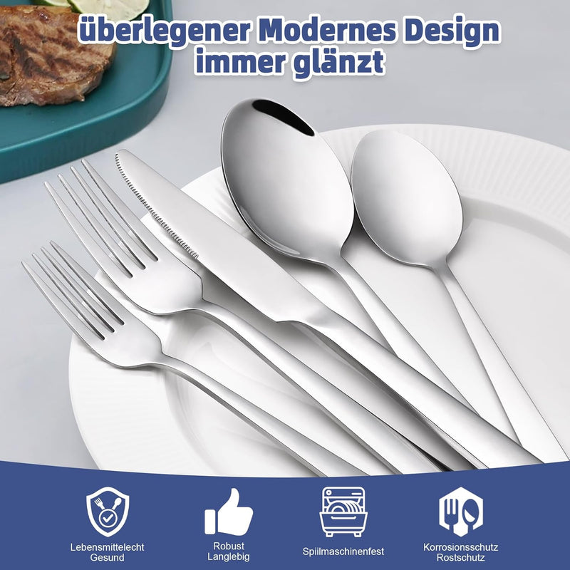 Bestekset voor 12 personen, 72-delige roestvrijstalen bestekset Bastwe