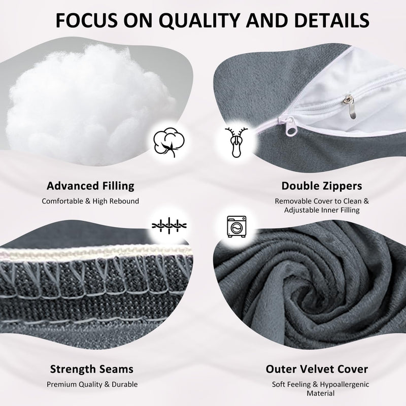 Zwangerschapskussen in U-vorm – zijslaperkussen met hoes – voedingskussen en volledig lichaamskussen 140 x 70 cm - Donkergrijs Chilling Home