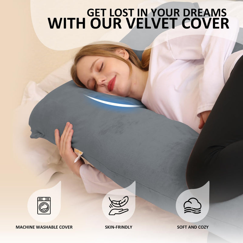 Zwangerschapskussen in U-vorm – zijslaperkussen met hoes – voedingskussen en volledig lichaamskussen 140 x 70 cm - Donkergrijs Chilling Home