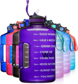 Sportwaterfles met drinktijden en rietje 3,78L/2,2L - Paars - ETDW
