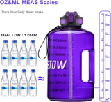 Sportwaterfles met drinktijden en rietje 3,78L/2,2L - Paars - ETDW