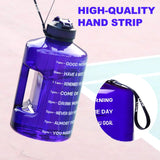 Sportwaterfles met drinktijden en rietje 3,78L/2,2L - Paars - ETDW