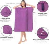 Surfponcho Omkleedhulp Strand voor Dames, Heren, Volwassenen en Tieners – Ultralichte en Sneldrogende Badponcho / Handdoekponcho van Microvezel –  (Paars) - MOKANI
