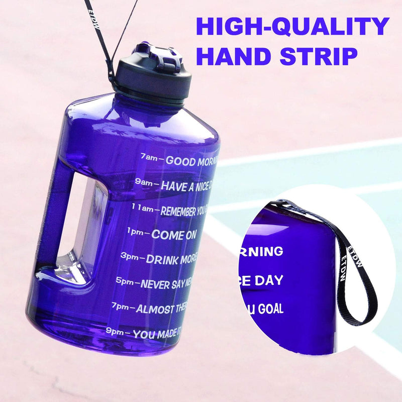 Sportwaterfles met drinktijden en rietje 3,78L/2,2L - Paars - ETDW