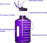 Sportwaterfles met drinktijden en rietje 3,78L/2,2L - Paars - ETDW