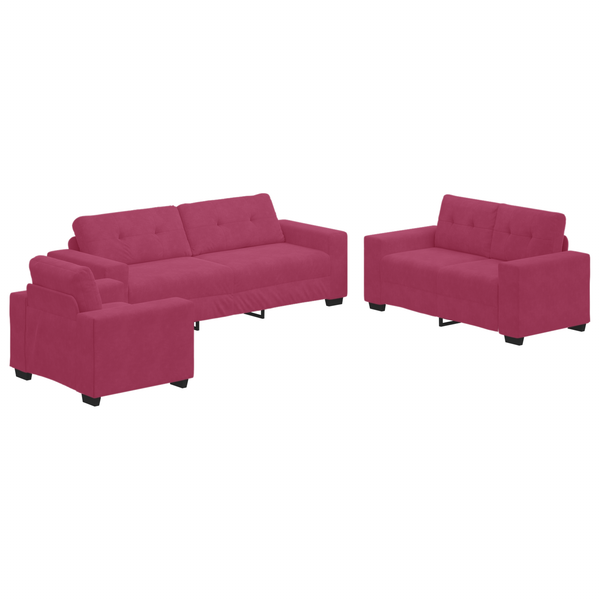 Bankstel Met Kussen 3 Pcs 221 X 78 X 80 Cm Velvet