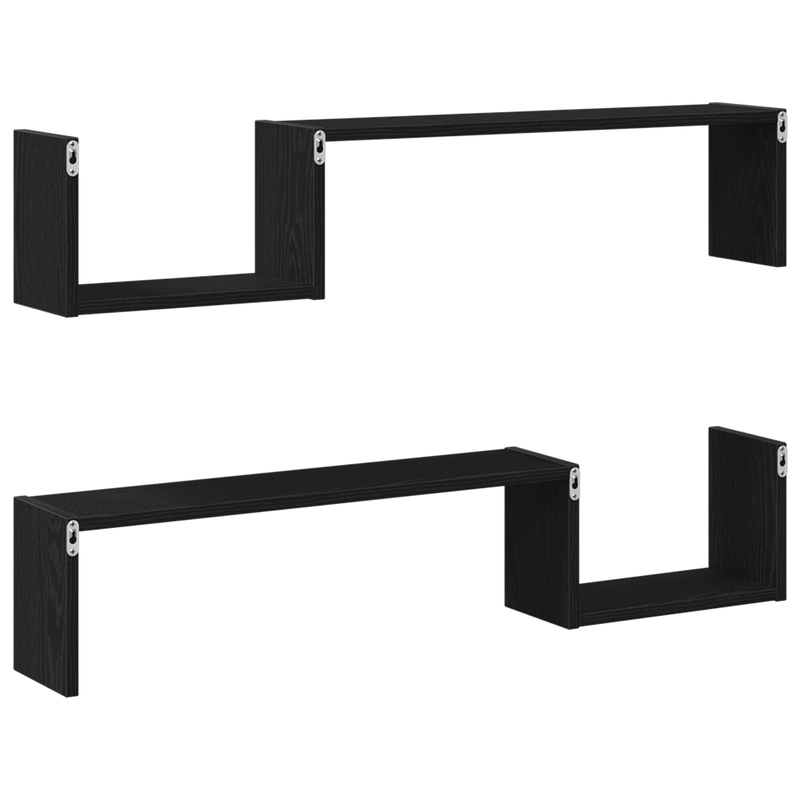 Wandplank 2 Pcs 100 X 15 X 20 Cm Bewerkt Hout