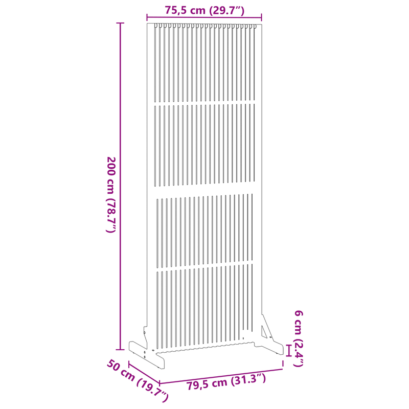 Privacyscherm Bruin 79.5 X 50 X Massief Acaciahout