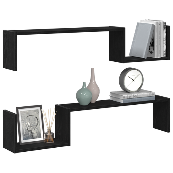 Wandplank 2 Pcs 100 X 15 X 20 Cm Bewerkt Hout