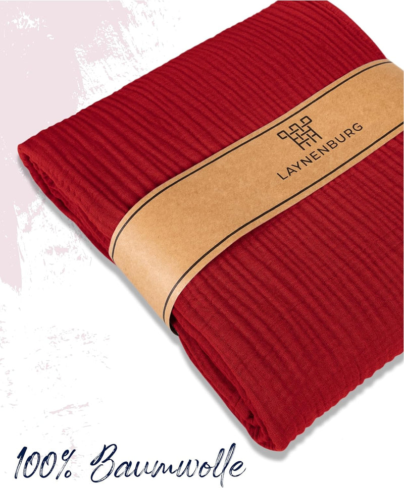 Premium Mousseline Sprei – 100% Katoen – Extra Zachte Katoenen Deken als Knuffeldeken, Bedsprei – Warme Woondeken in verschillende maten (Bordeaux) - LAYNENBURG