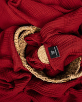 Premium Mousseline Sprei – 100% Katoen – Extra Zachte Katoenen Deken als Knuffeldeken, Bedsprei – Warme Woondeken in verschillende maten (Bordeaux) - LAYNENBURG